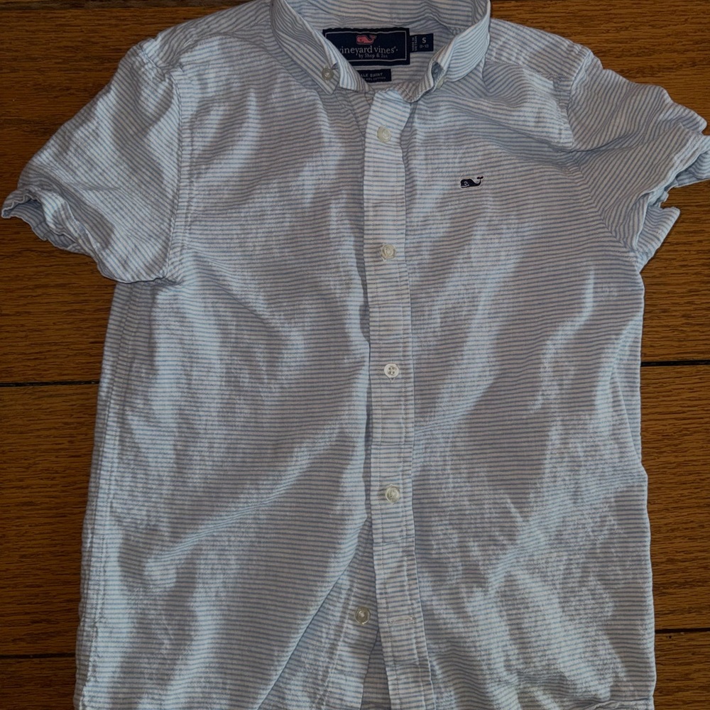 Vineyard Vines Boy’s Light Blue Striped Button Down Shirt